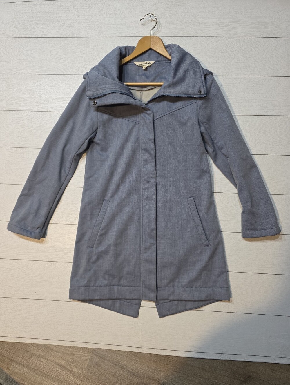 Mia Melon Stella Waterproof Fleece Lined Rain Jacket XXS Light Blue Herringbone